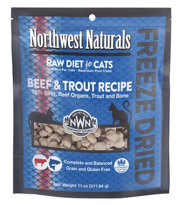 Northwest Naturals Freeze Dried Beef &amp; Trout Recipe Cat Food 11oz