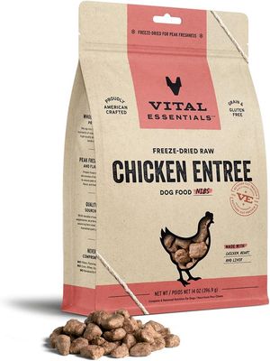 Vital Essentials Freeze-Dried Chicken Entree Mini Nibs Dog Food 14oz