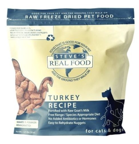 Steve&#39;s Real Food Freeze Dried Turkey Recipe for Dogs and Cats 1.25lbs