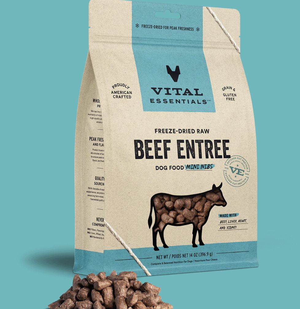 Vital Essentials Freeze-Dried Beef Entree Mini Nibs Dog Food 14oz