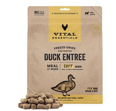 Vital Essentials Freeze Dried Soft Nibs Dog Food - Duck 14 oz