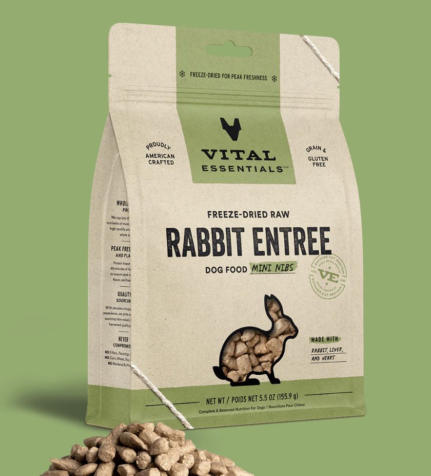 Vital Essentials Freeze-Dried Rabbit Entree Mini Nibs Dog Food 5.5oz