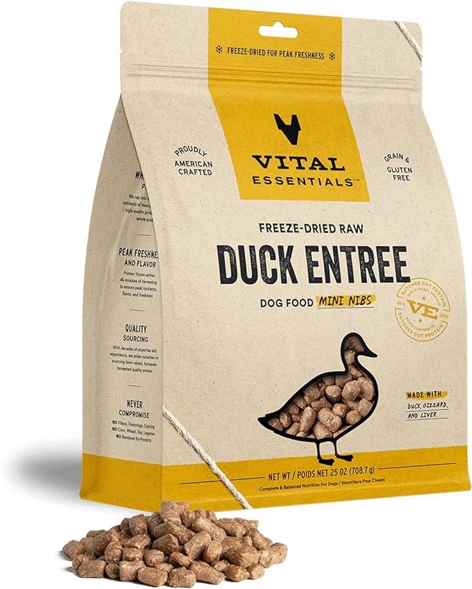 Vital Essentials Freeze-Dried Duck Entree Mini Nibs Dog Food 25oz