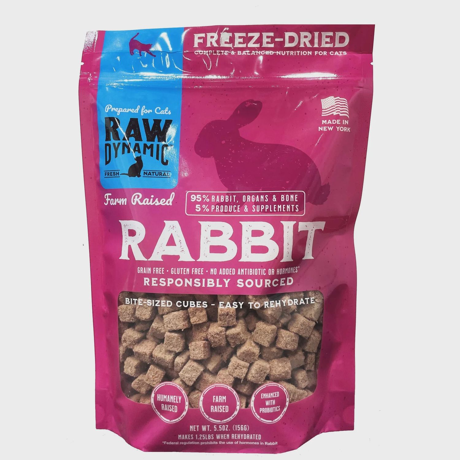 Raw Dynamic Freeze-Dried Rabbit Recipe Cat Food 5.5oz
