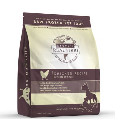 Steve&#39;s Real Food Frozen Raw Nuggets Chicken Recipe for Dogs and Cats 5lb
