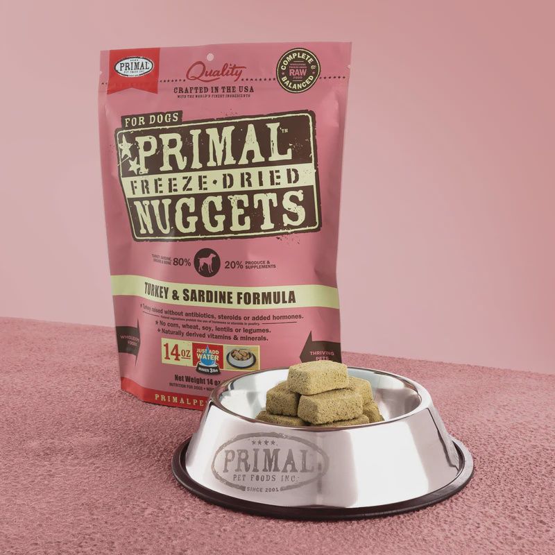 Primal Freeze Dried Nuggets Turkey &amp; Sardine Formula Dog Food 14oz