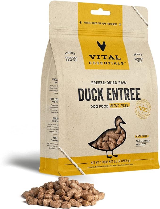 Vital Essentials Freeze-Dried Duck Entree Mini Nibs Dog Food 5.5oz