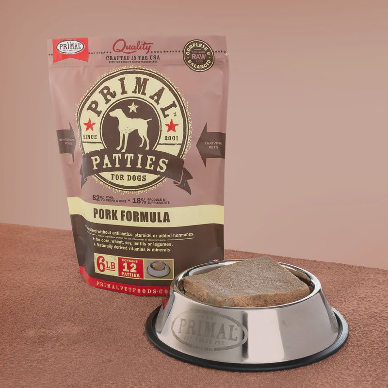 Primal Frozen Raw Patties Pork Formula Dog Food 6lb