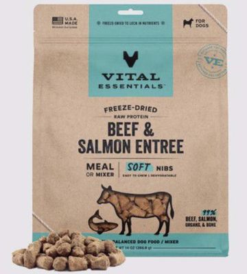 Vital Essentials Freeze Dried Soft Nibs Dog Food - Beef Salmon - 14 oz