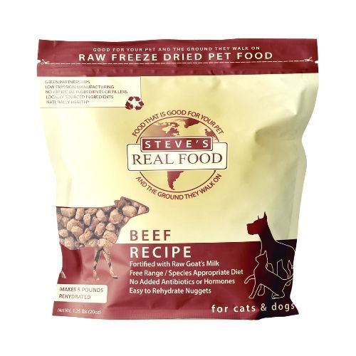 Steve&#39;s Real Food Freeze Dried Beef Recipe for Dogs and Cats 1.25lbs