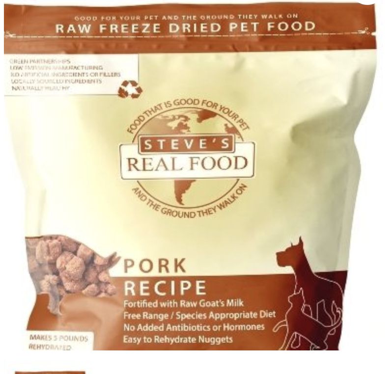 Steve&#39;s Real Food Freeze Dried Pork Recipe for Dogs and Cats 1.25lbs