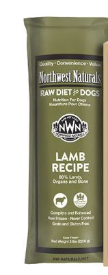 Northwest Naturals Frozen Raw Lamb Recipe Dog Food 5lb Chub