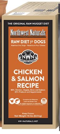 Northwest Naturals Frozen Raw Nuggets Chicken &amp; Salmon Recipe Dog Food 15lb Bulk Box