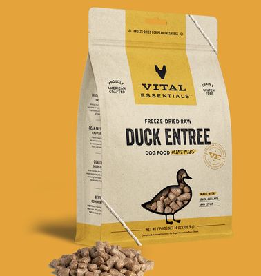 Vital Essentials Freeze-Dried Duck Entree Mini Nibs Dog Food 14oz