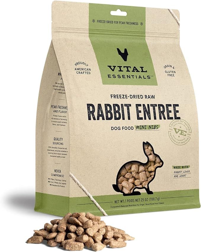 Vital Essentials Freeze-Dried Rabbit Entree Mini Nibs Dog Food 25oz