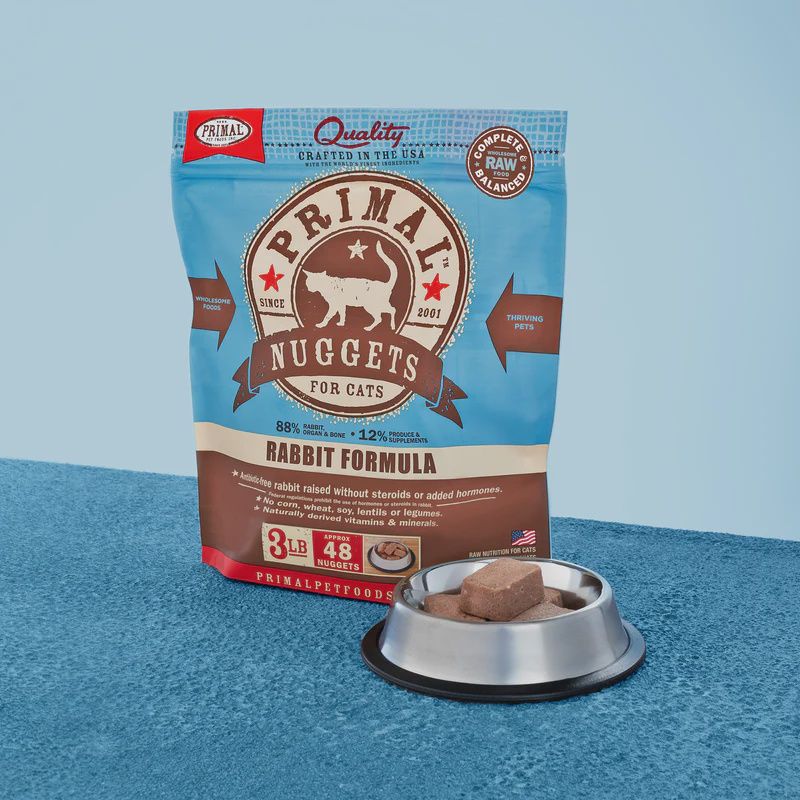 Primal Frozen Raw Nuggets Rabbit Formula Cat Food 3lb