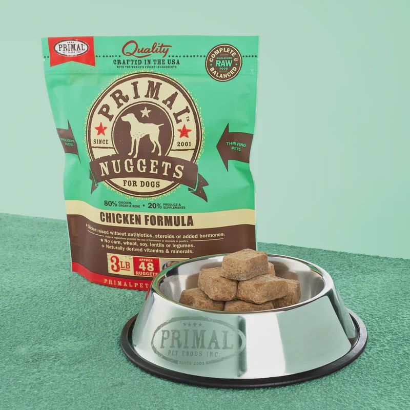 Primal Frozen Raw Nuggets Chicken Formula Dog Food 3lb