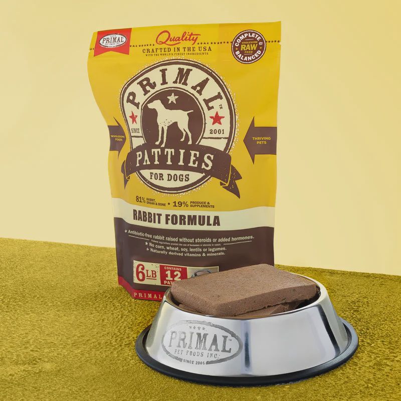 Primal Frozen Raw Patties Rabbit Formula Dog Food 6lb