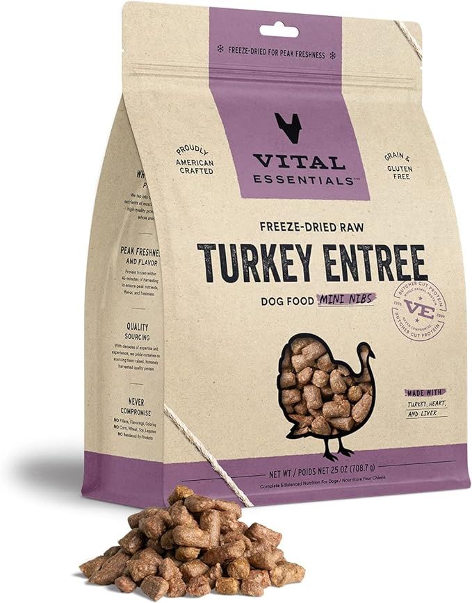 Vital Essentials Freeze-Dried Turkey Entree Mini Nibs Dog Food 25oz