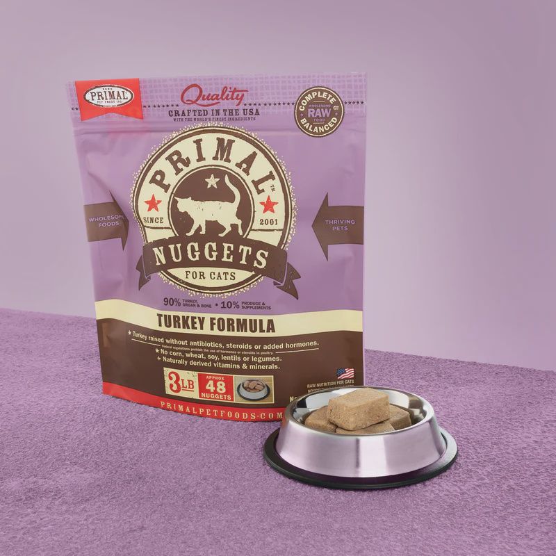 Primal Frozen Raw Nuggets Turkey Formula Cat Food 3lb
