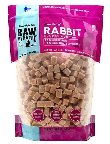 Raw Dynamic Frozen Raw Rabbit Recipe Cat Food 3lb