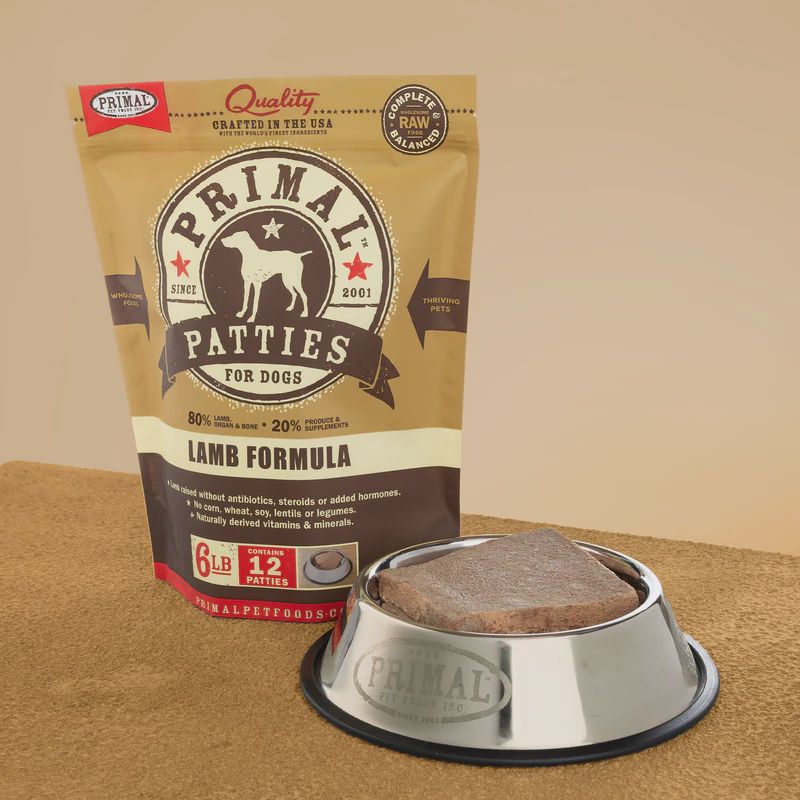 Primal Frozen Raw Patties Lamb Formula Dog Food 6lb