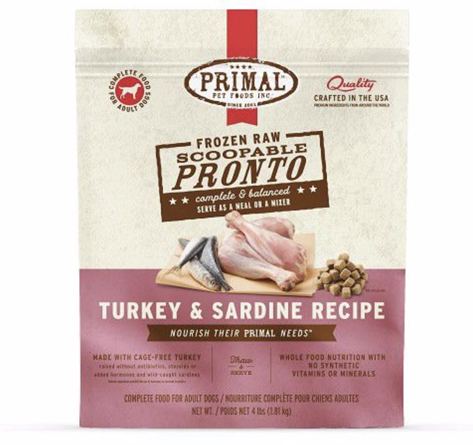 Primal Pronto Frozen Raw Turkey &amp; Sardine Formula Dog Food 4lb