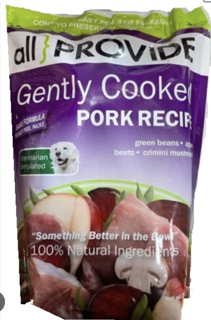 All Provide Frozen Gently Cooked Pork Dog Food 2lb