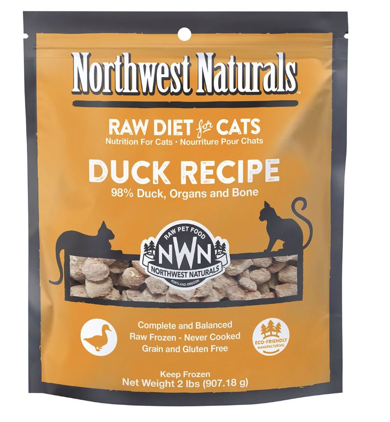 Northwest Naturals Frozen Raw Duck Recipe Nibbles Cat Food 2lb
