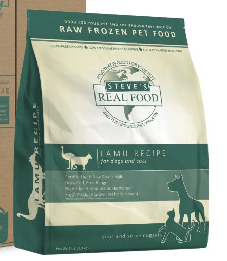 Steve&#39;s Real Food Frozen Raw Nuggets Lamu Recipe for Dogs and Cats 5lb
