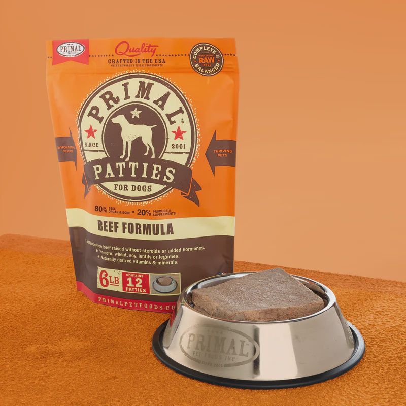 Primal Frozen Raw Patties Beef Formula Dog Food 6lb