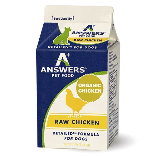 Answers Pet Food Frozen Detailed Chicken Formula Dog Food 1lb