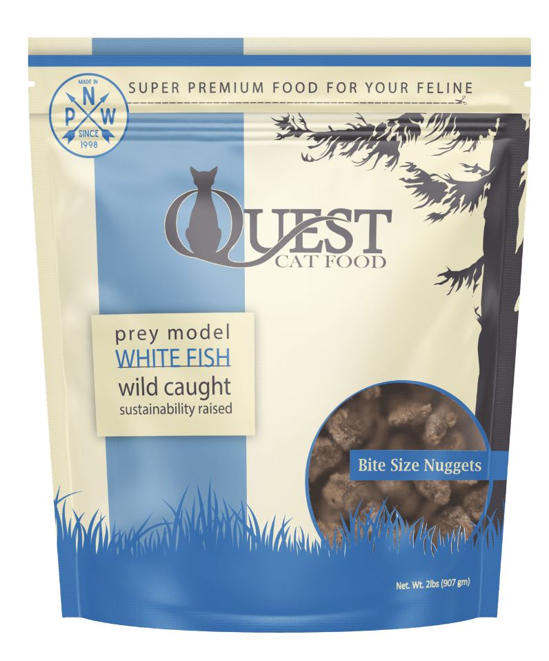 Steve&#39;s Real Food Quest Frozen Raw Nuggets Whitefish Recipe Cat Food 2lb