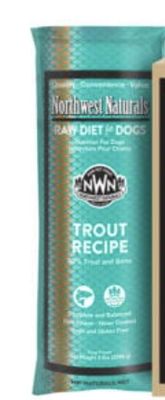 Northwest Naturals Frozen Raw Trout Recipe Dog Food 5lb Chub