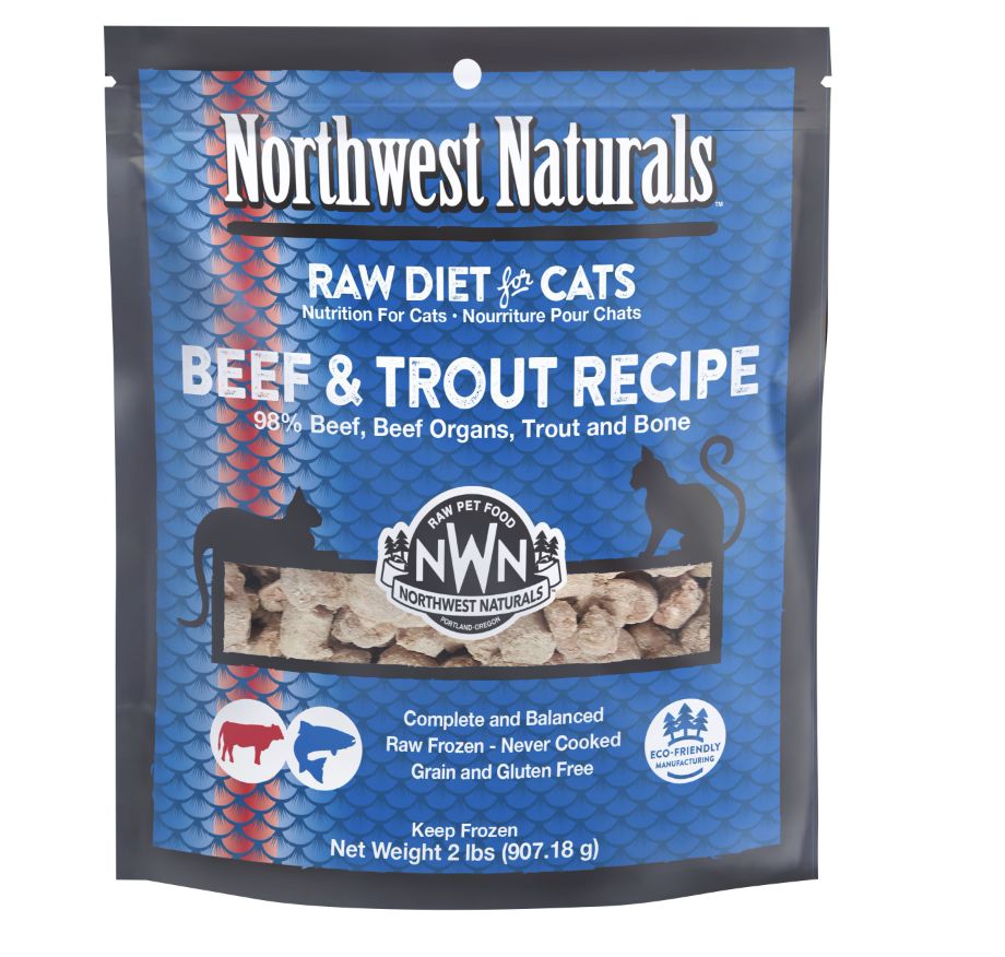 Northwest Naturals Frozen Raw Beef &amp; Trout Recipe Nibbles Cat Food 2lb