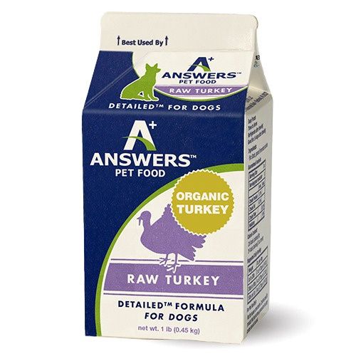 Answers Pet Food Frozen Detailed Turkey Formula Dog Food 1lb