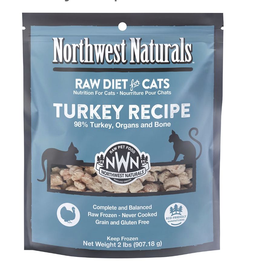 Northwest Naturals Frozen Raw Turkey Recipe Nibbles Cat Food 2lb