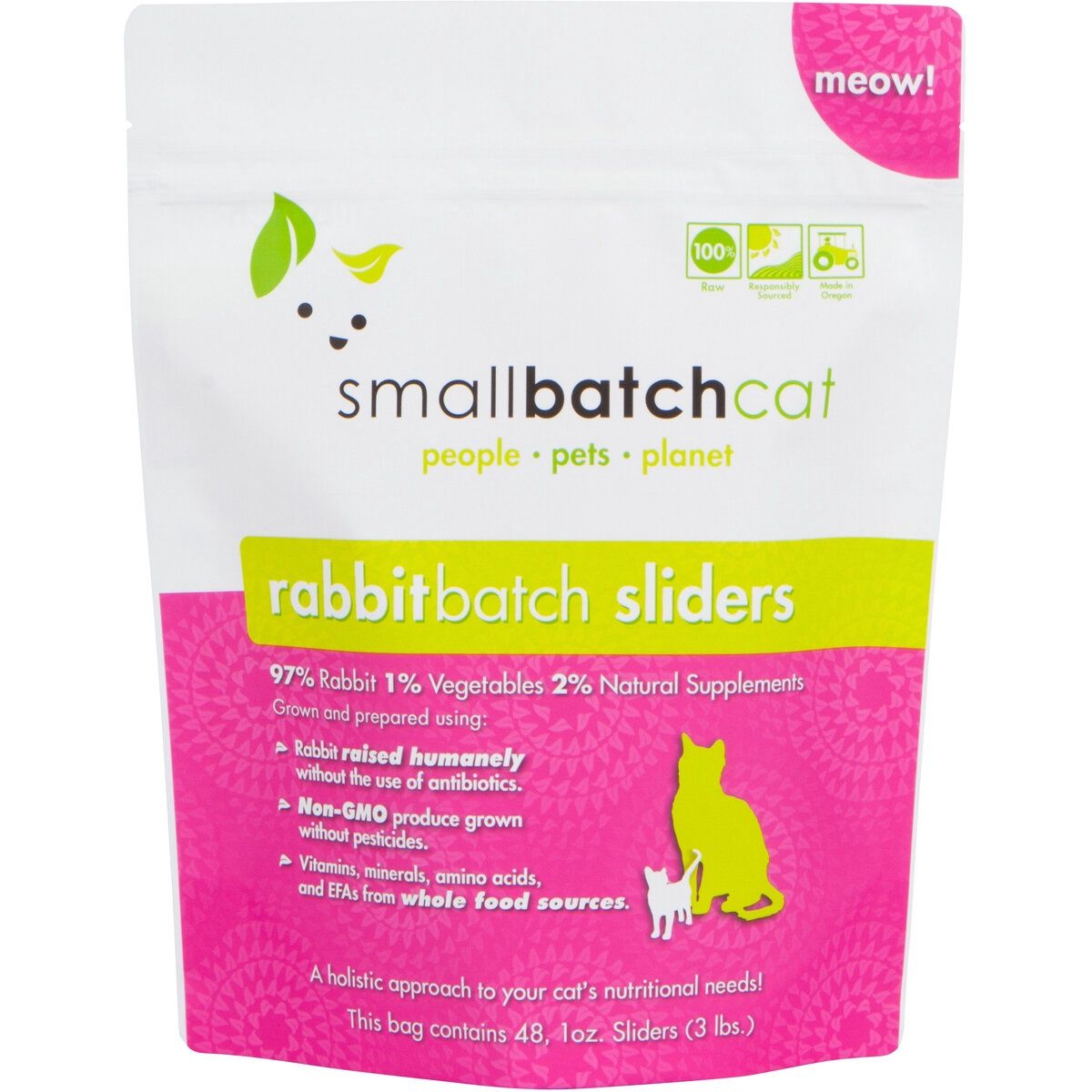Smallbatch Frozen Raw Rabbit Sliders Cat Food 3lb