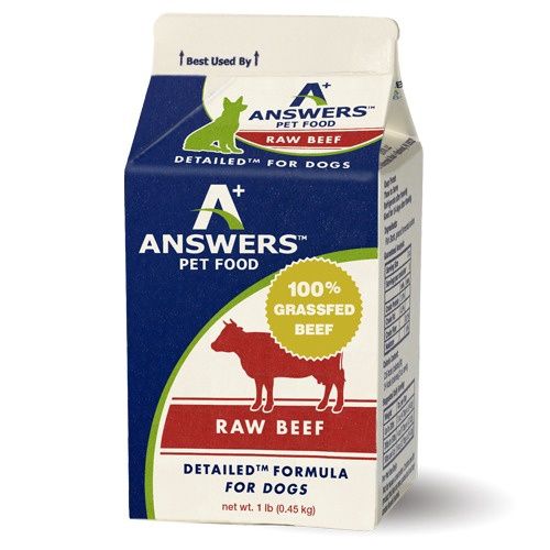 Answers Pet Food Frozen Detailed Beef Formula Dog Food 1lb