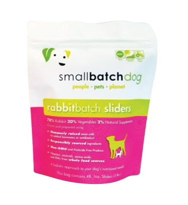 SmallBatch Frozen Raw Rabbit Sliders Dog Food 3lb