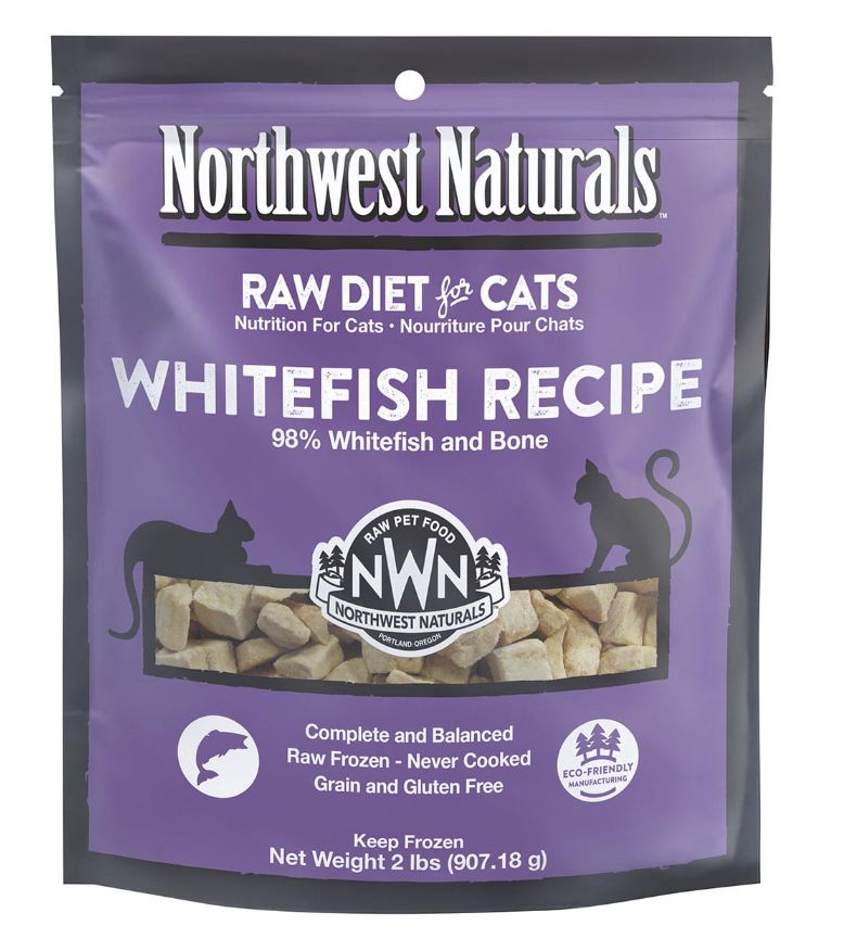 Northwest Naturals Frozen Raw Whitefish Recipe Nibbles Cat Food 2lb