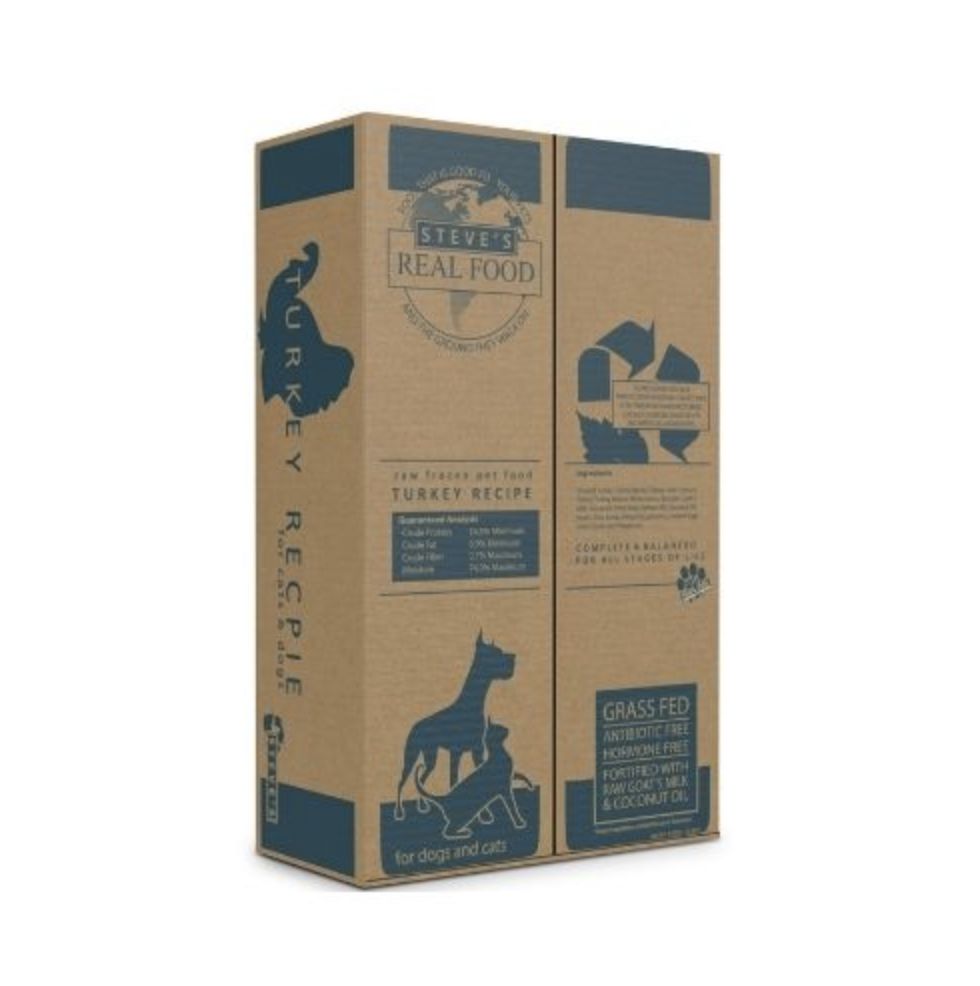 Steve&#39;s Real Food Frozen Raw Patties Turkey Recipe for Dogs and Cats 14lb