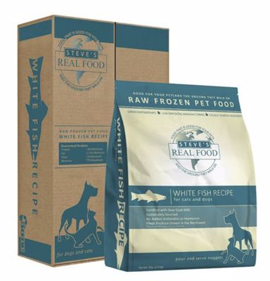 Steve&#39;s Real Food Frozen Raw Nuggets Whitefish Recipe for Dogs and Cats 5lb