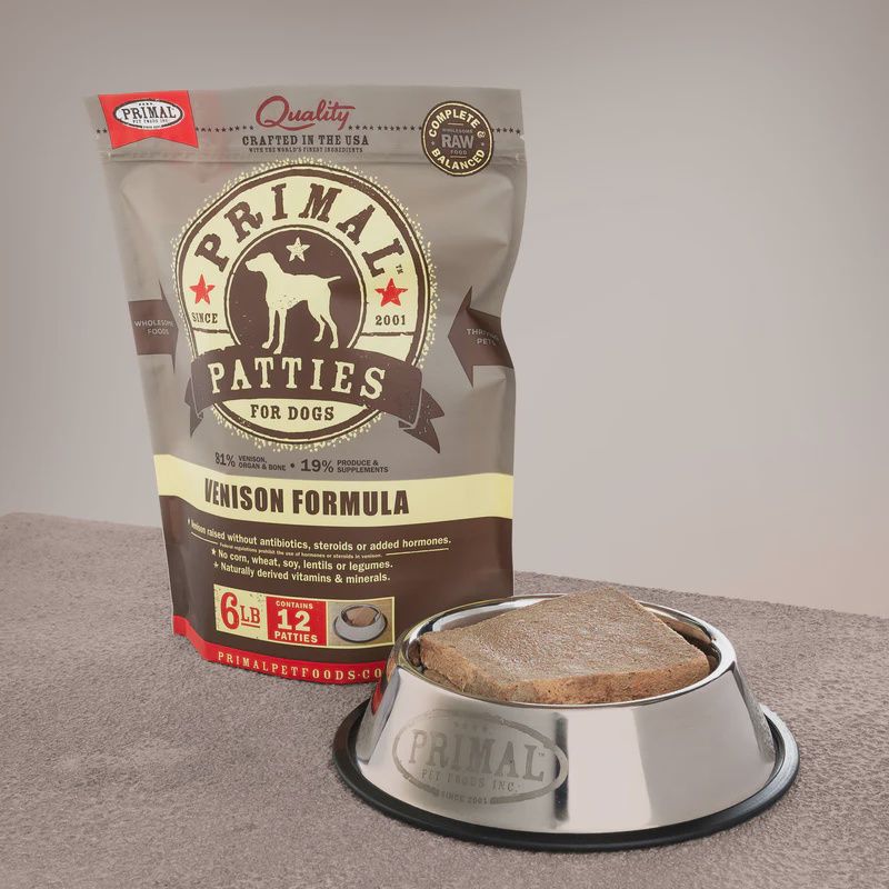 Primal Frozen Raw Patties Venison Formula Dog Food 6lb