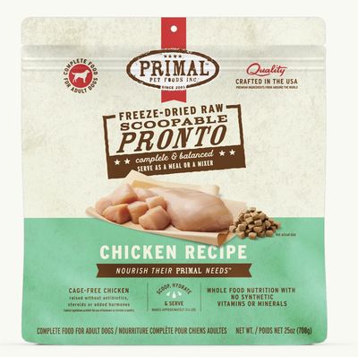 Primal Pronto Frozen Raw Chicken Formula Dog Food 3/4lb