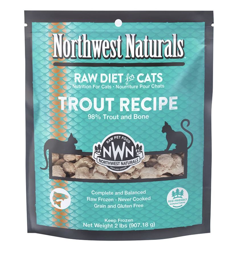 Northwest Naturals Frozen Raw Trout Recipe Nibbles Cat Food 2lb