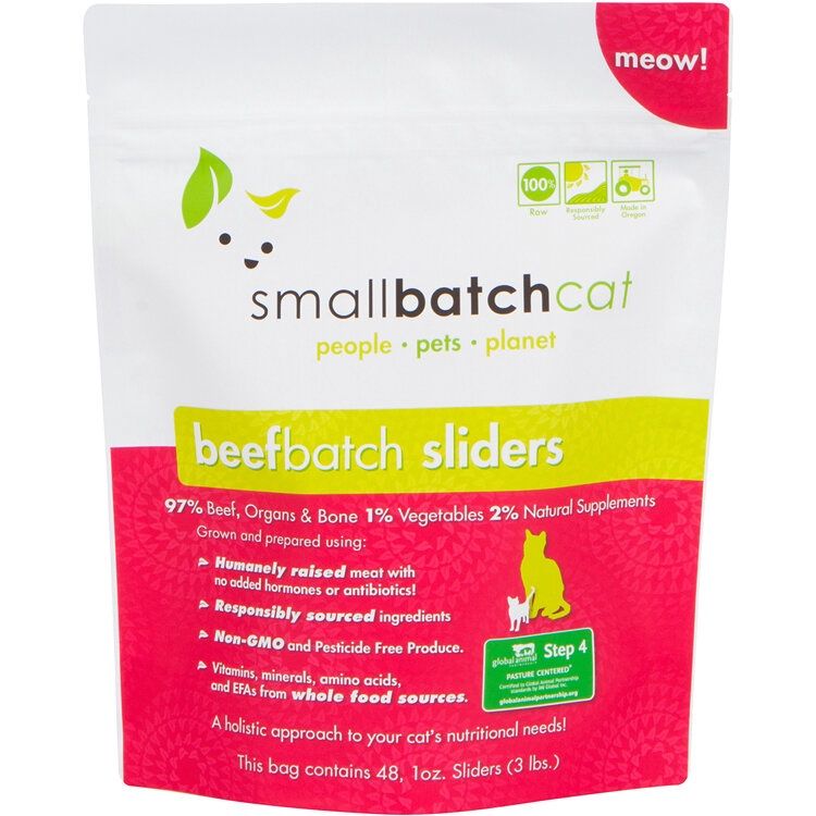 Smallbatch Frozen Raw Beef Sliders Cat Food 3lb