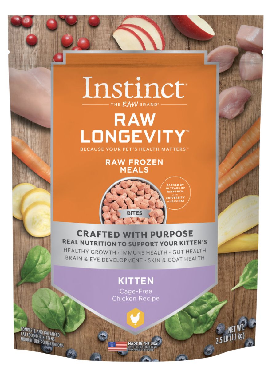 Instinct Longevity Frozen Raw Bites Chicken Recipe Kitten Food 1.25lb