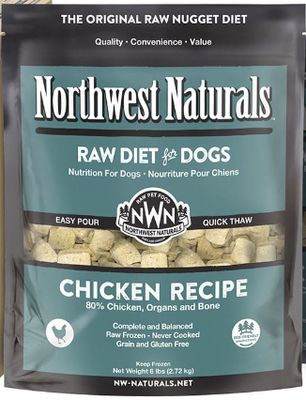 Northwest Naturals Frozen Raw Nuggets Chicken Recipe Dog Food 6lb