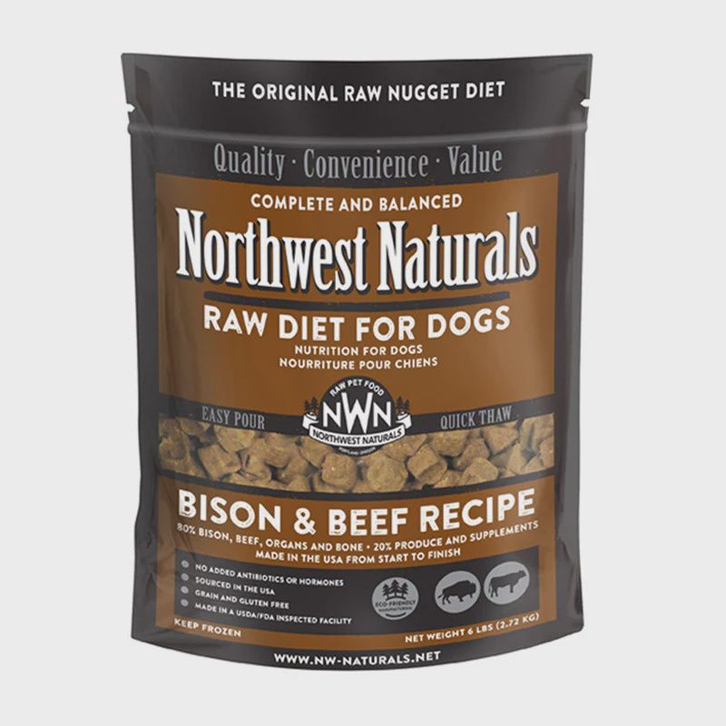 Northwest Naturals Frozen Raw Nuggets Beef &amp; Bison Recipe Dog Food 6lb